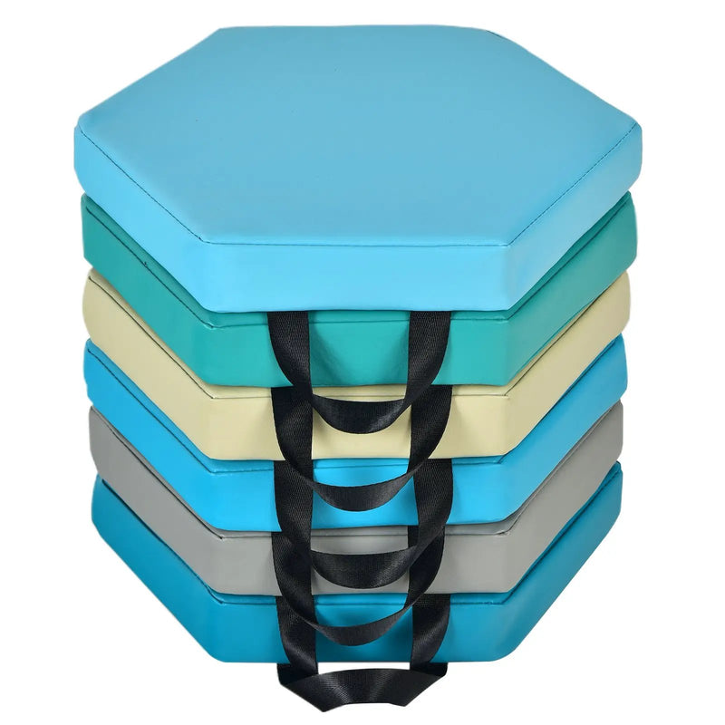 6 Pieces Multifunctional Hexagon Toddler Floor Cushions Classroom Seating with Handles by DirectDeals