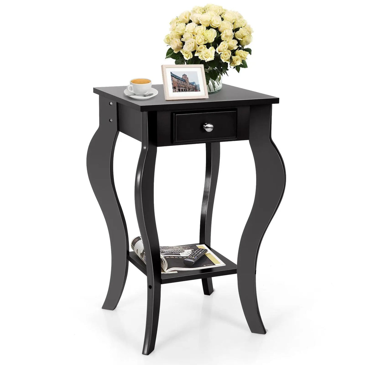 2-Tier End Table with Drawer and Shelf for Living Room Bedroom, photo 7 of 24