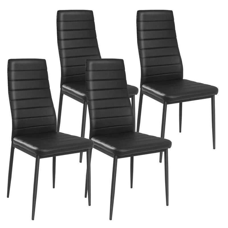 4 Pieces Modern Leather Dinning Chairs Set with Metal Frame by DirectDeals