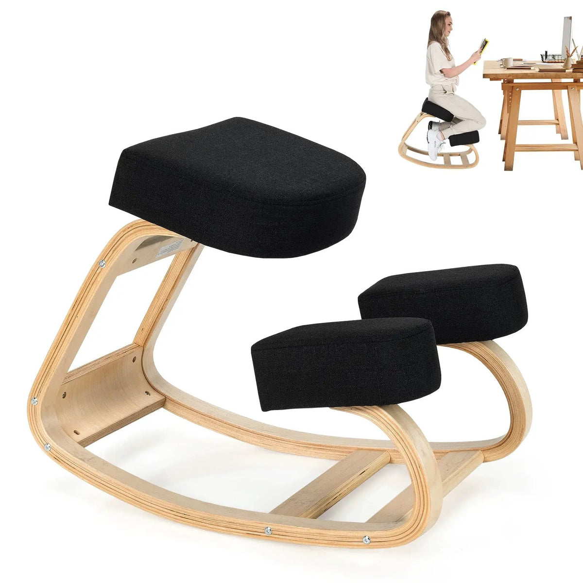 Ergonomic Kneeling Chair Rocking Office Desk Stool Upright Posture, photo 2 of 9