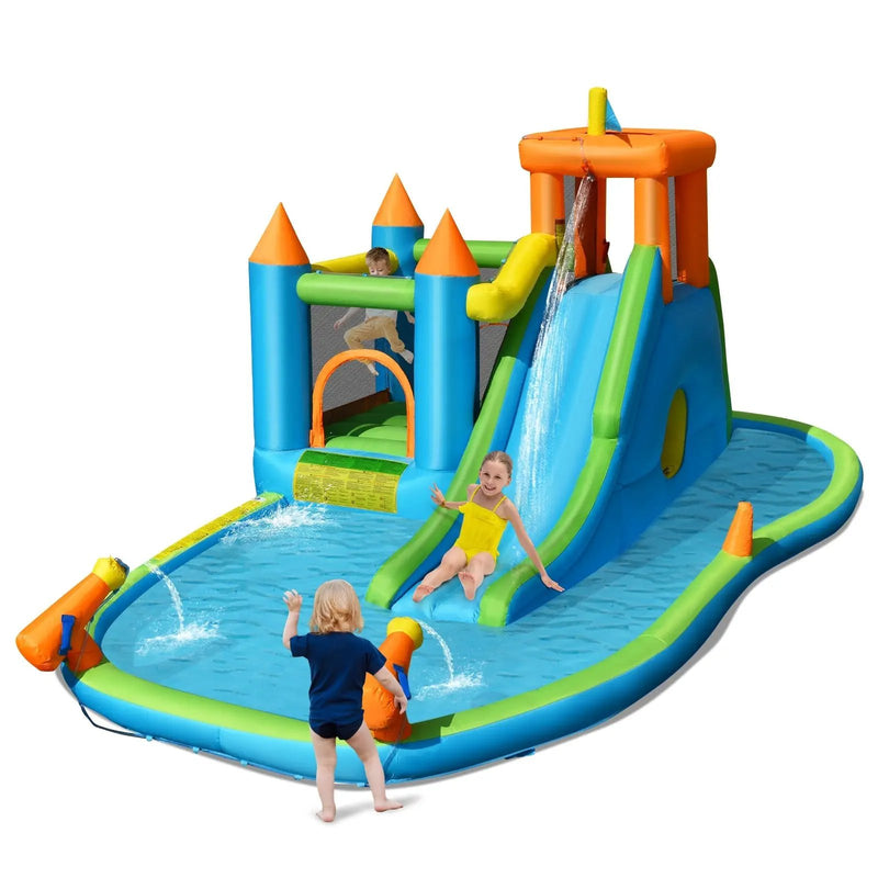 Inflatable Water Slide with Bounce House and Splash Pool without Blower for Kids by DirectDeals