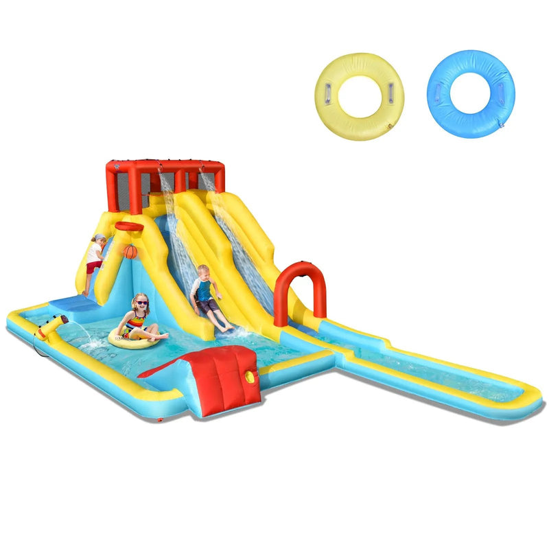 7-in-1 Inflatable Dual Slide Water Park Bounce House Without Blower by DirectDeals