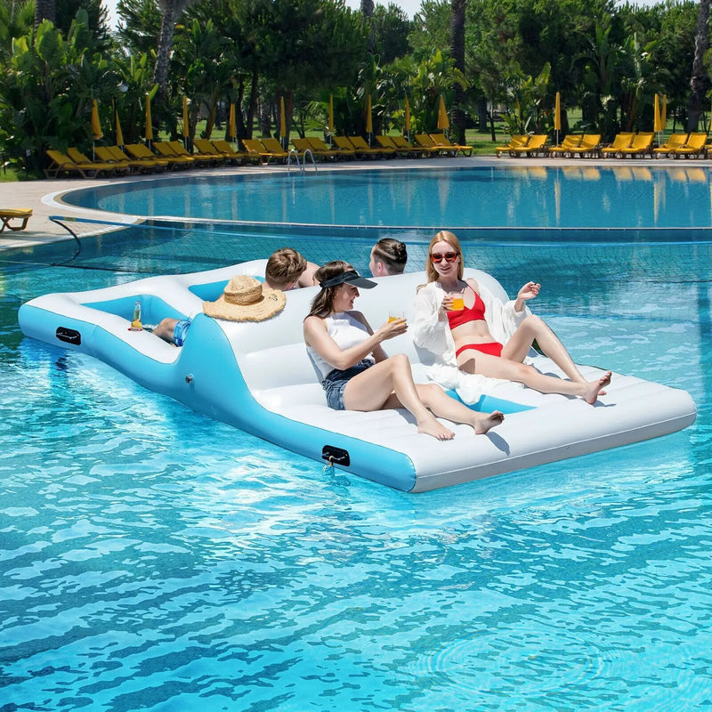 Floating 4 Person Inflatable Lounge Raft with 130W Electric Air-White by DirectDeals