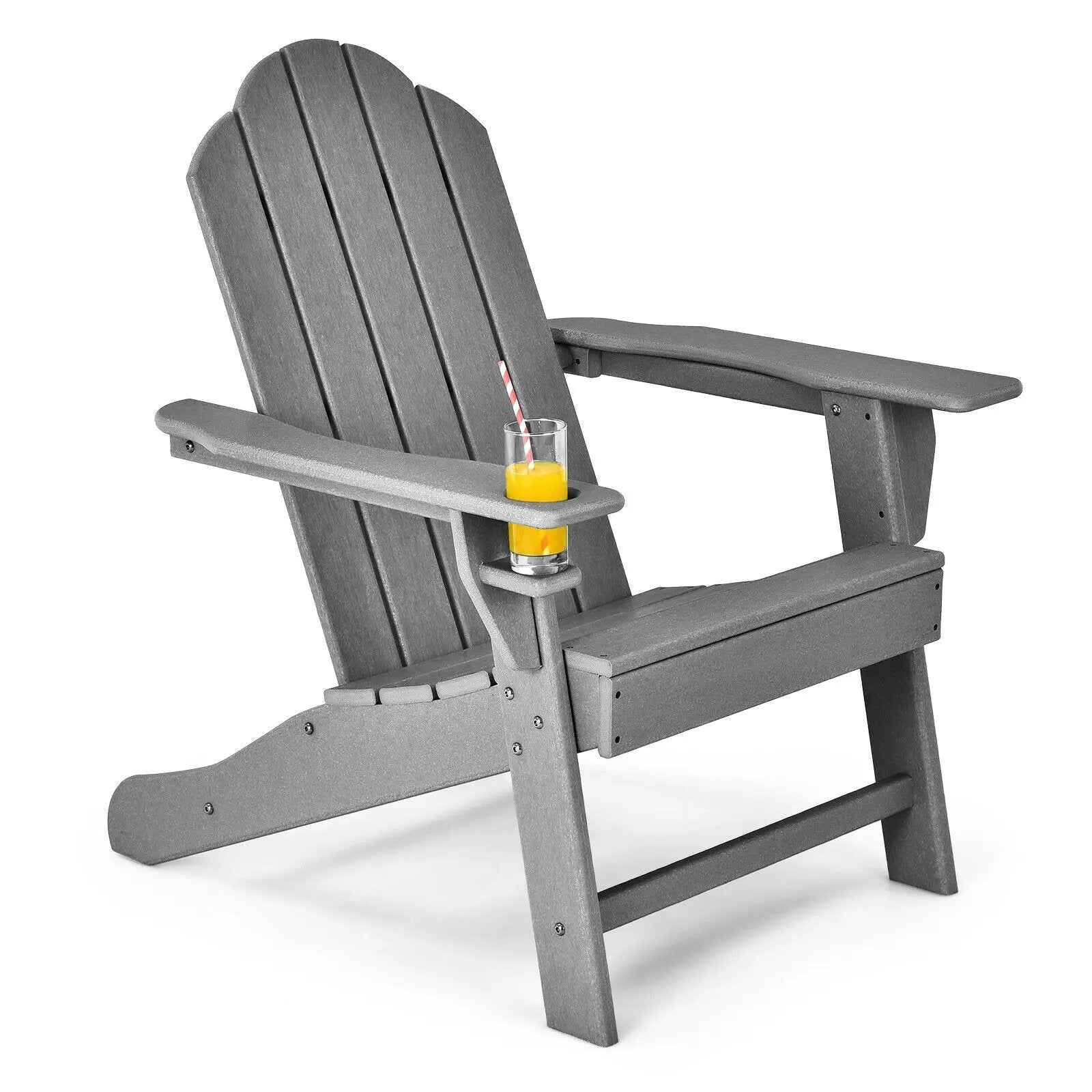 Outdoor Adirondack Chair with Built-in Cup Holder for Backyard Porch by DirectDeals
