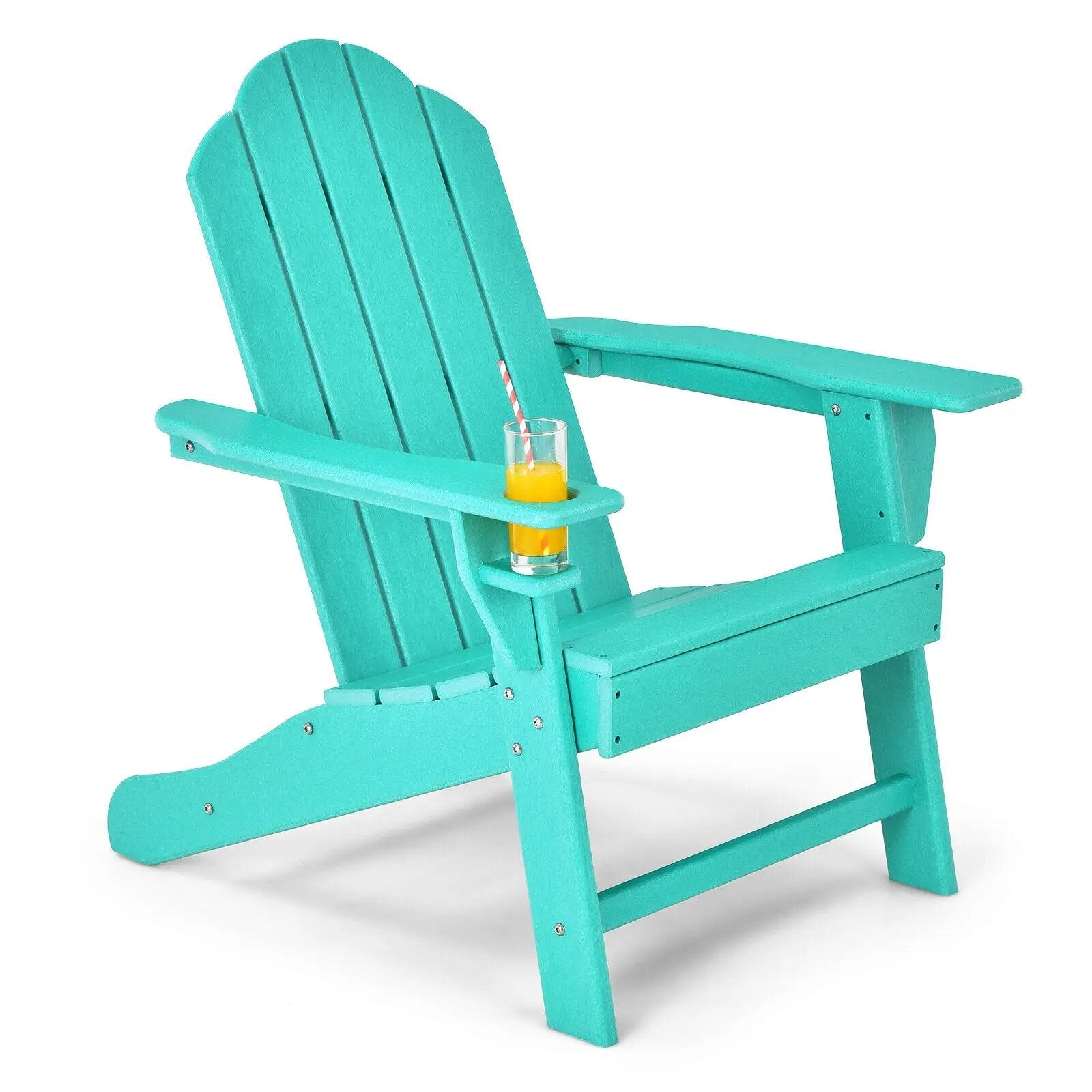 Outdoor Adirondack Chair with Built-in Cup Holder for Backyard Porch by DirectDeals