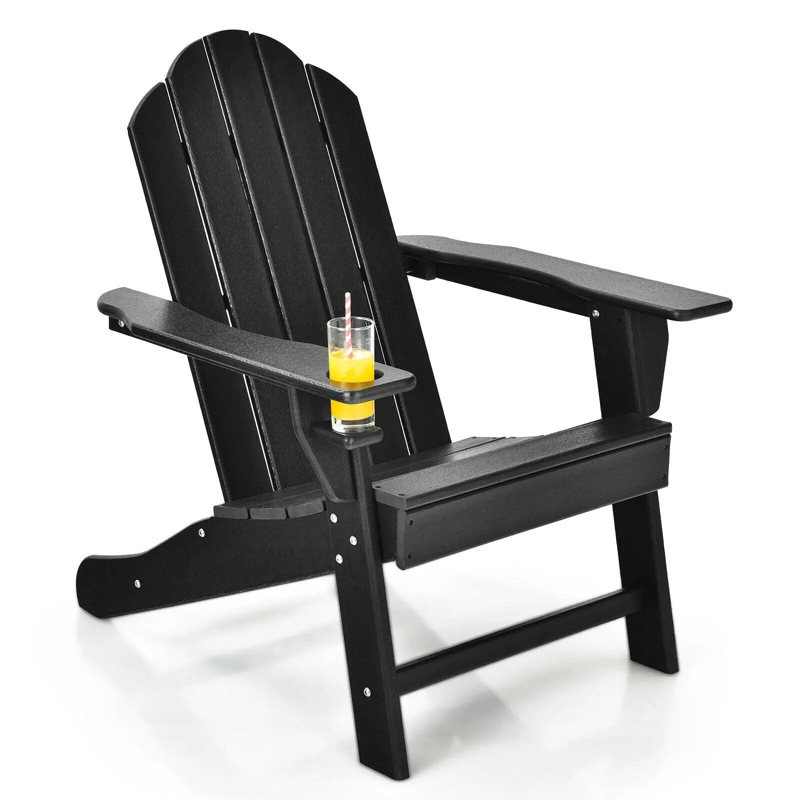 Outdoor Adirondack Chair with Built-in Cup Holder for Backyard Porch by DirectDeals