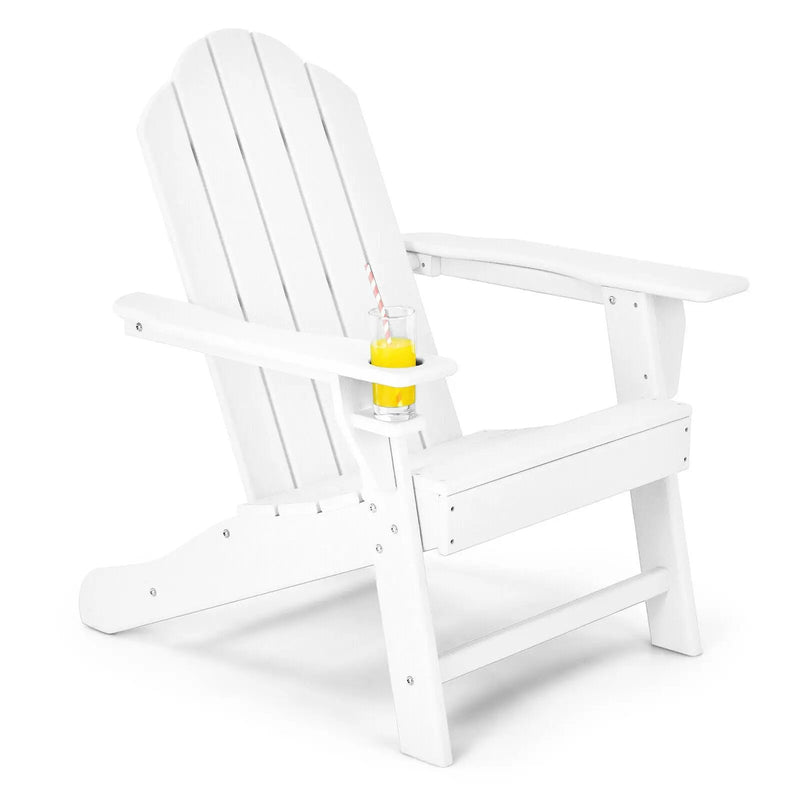 Outdoor Adirondack Chair with Built-in Cup Holder for Backyard Porch by DirectDeals
