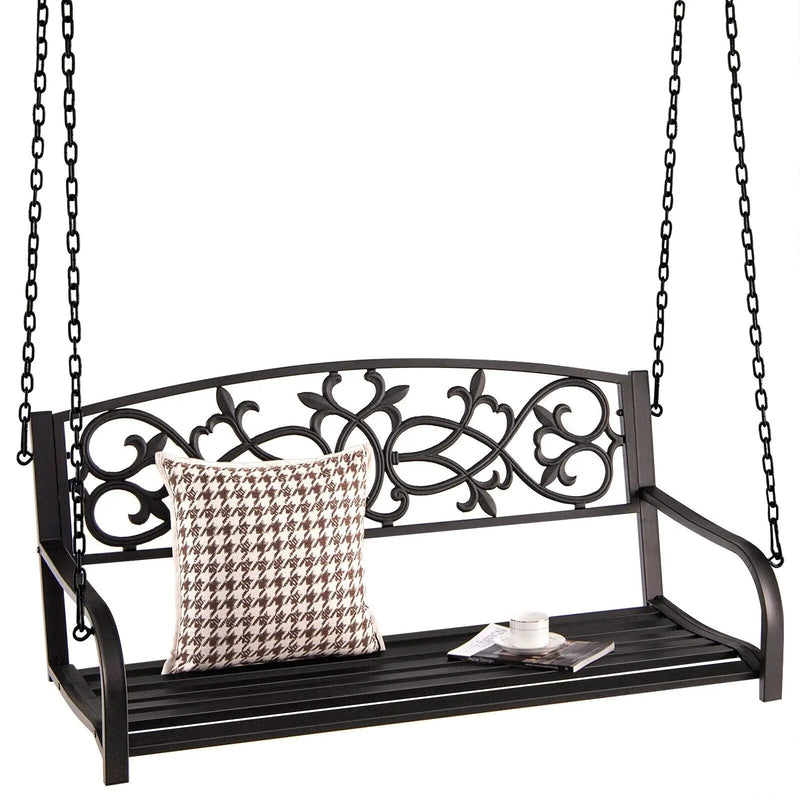 2-Person Outdoor Porch Metal Hanging Swing Chair with Sturdy Chains by DirectDeals