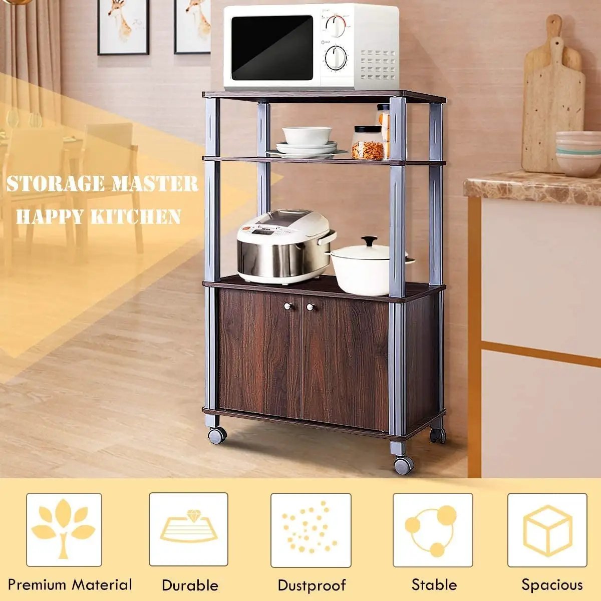 Microwave Rack Stand Rolling Storage Cart, photo 9 of 9