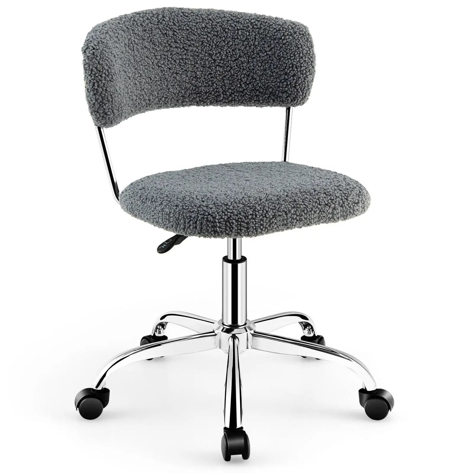 Computer Desk Chair Adjustable Sherpa Office Chair Swivel Vanity Chair by DirectDeals