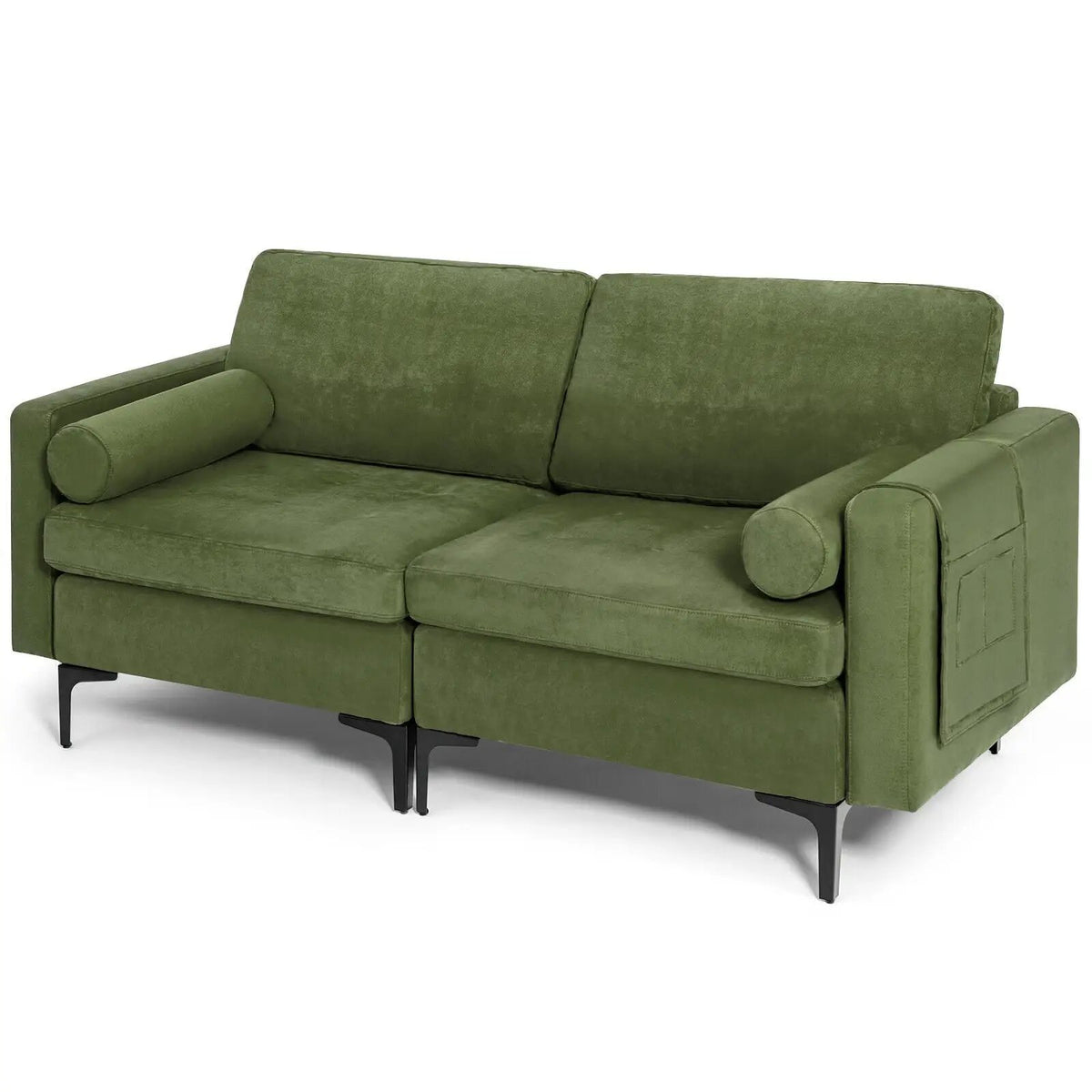 Modern Loveseat Sofa with 2 Bolsters and Side Storage Pocket, photo 10 of 24