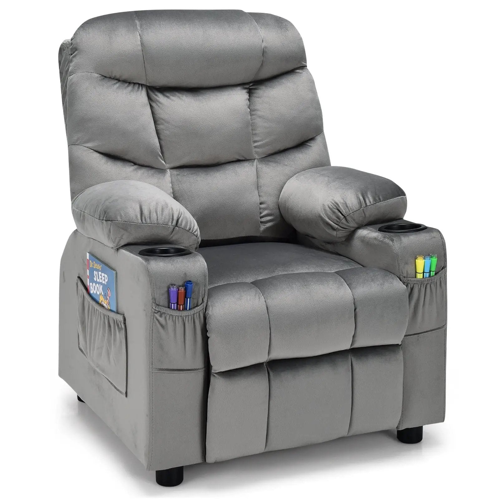 Kids Recliner Chair with Cup Holder and Footrest for Children by DirectDeals