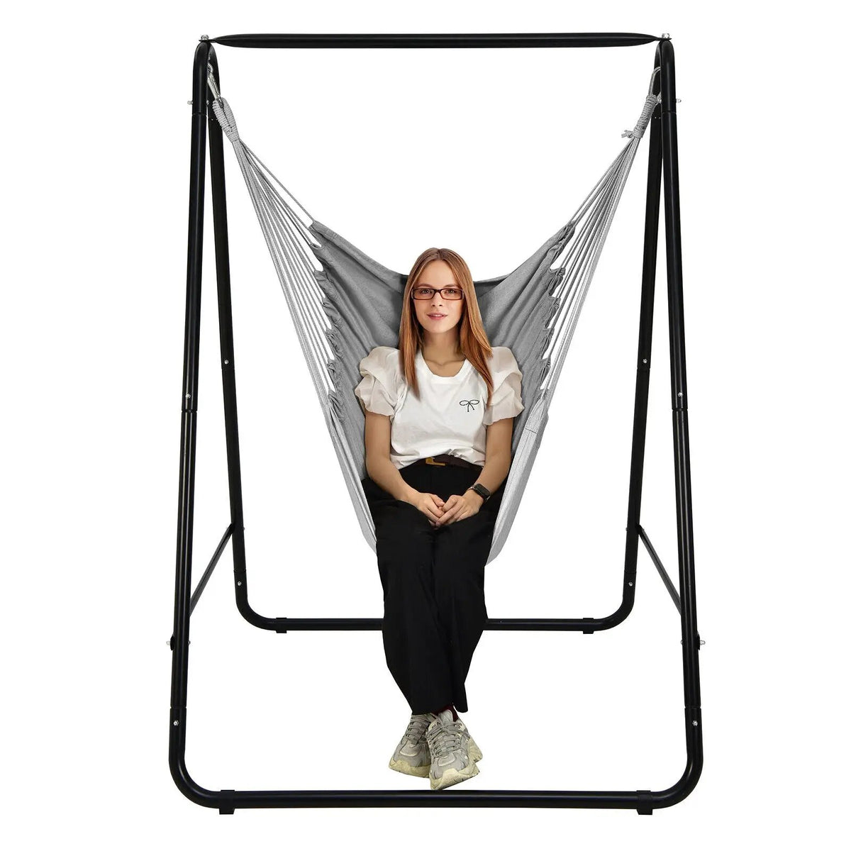Hanging Padded Hammock Chair with Stand and Heavy Duty Steel, photo 13 of 16