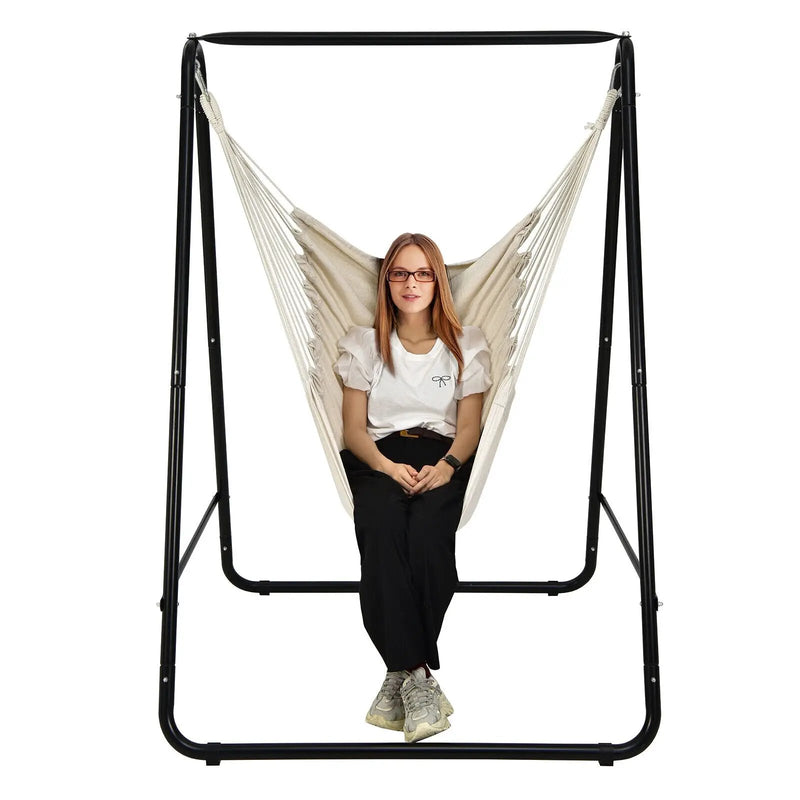 Hanging Padded Hammock Chair with Stand and Heavy Duty Steel by DirectDeals
