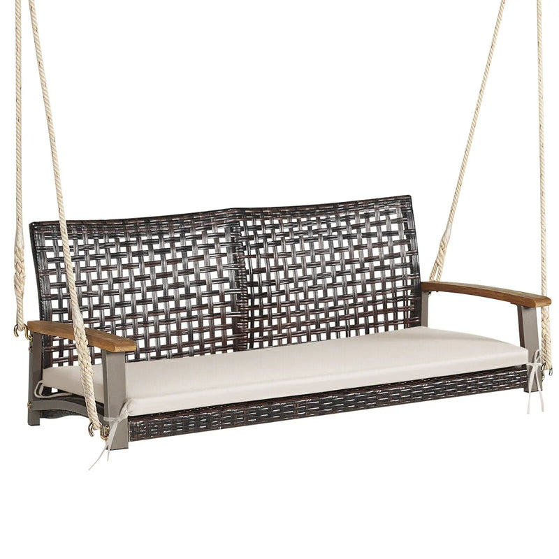 2-Person Rattan Hanging Porch Swing Chair by DirectDeals