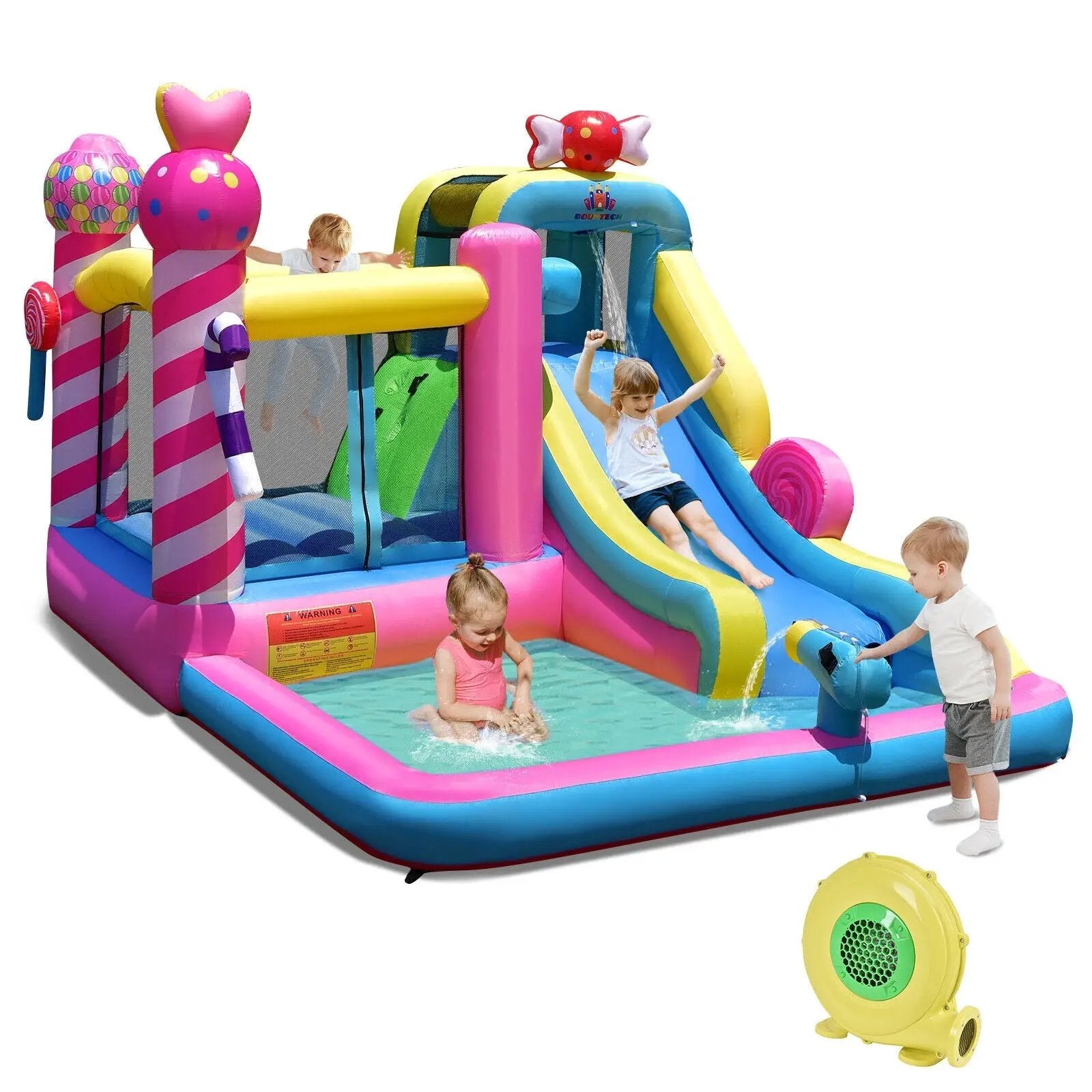 Sweet Candy Inflatable Bounce House with Water Slide and 480W Blower by DirectDeals