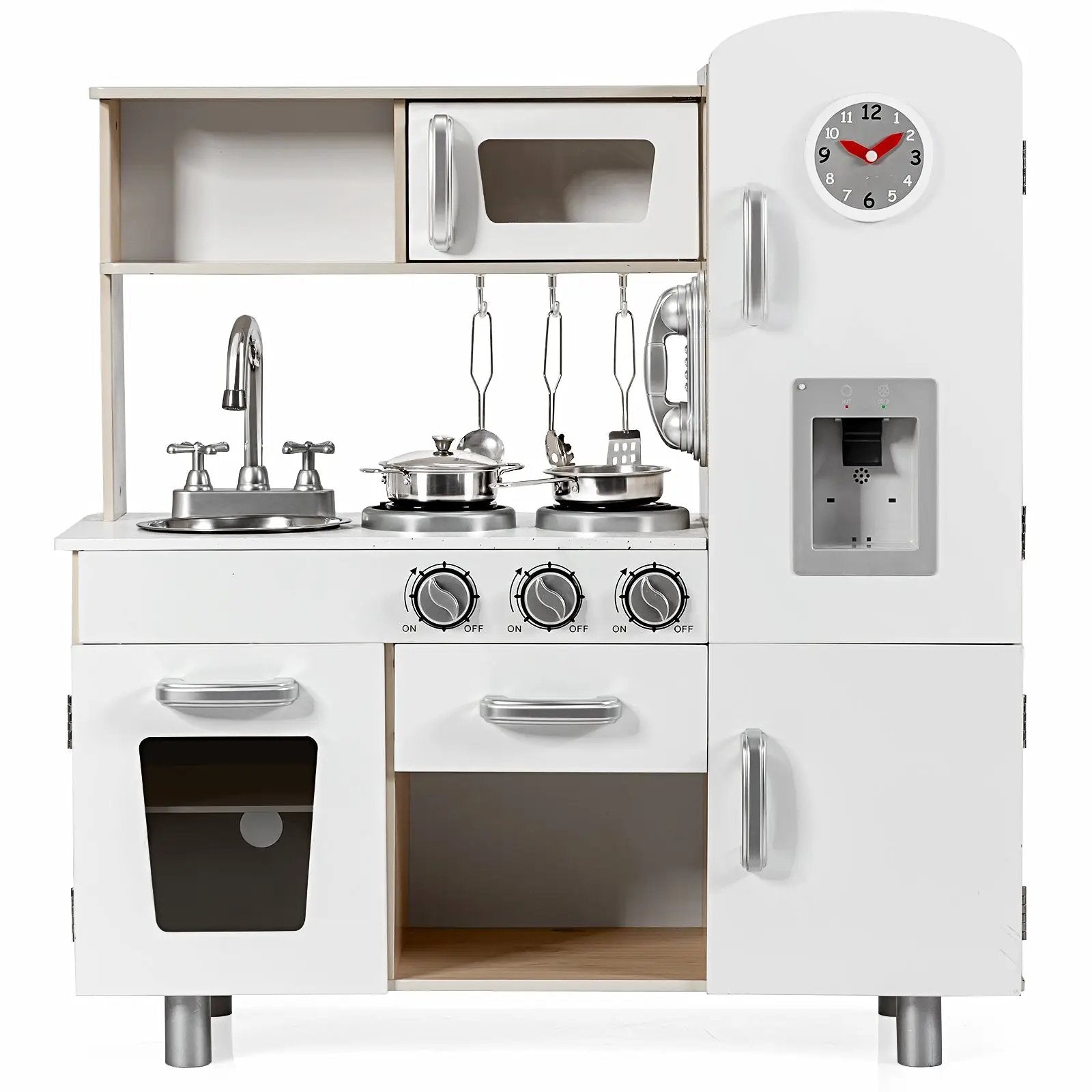 Vintage Play Kitchen Pretend Kids Cooking Playset Toys with Water Dispense by DirectDeals