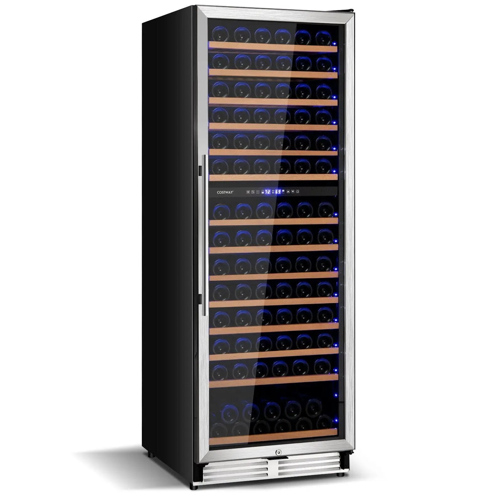 154-Bottle Freestanding Wine Cooler Refrigerator Dual Zone Wine Cellar with Dual Temperature Control-Silver by DirectDeals
