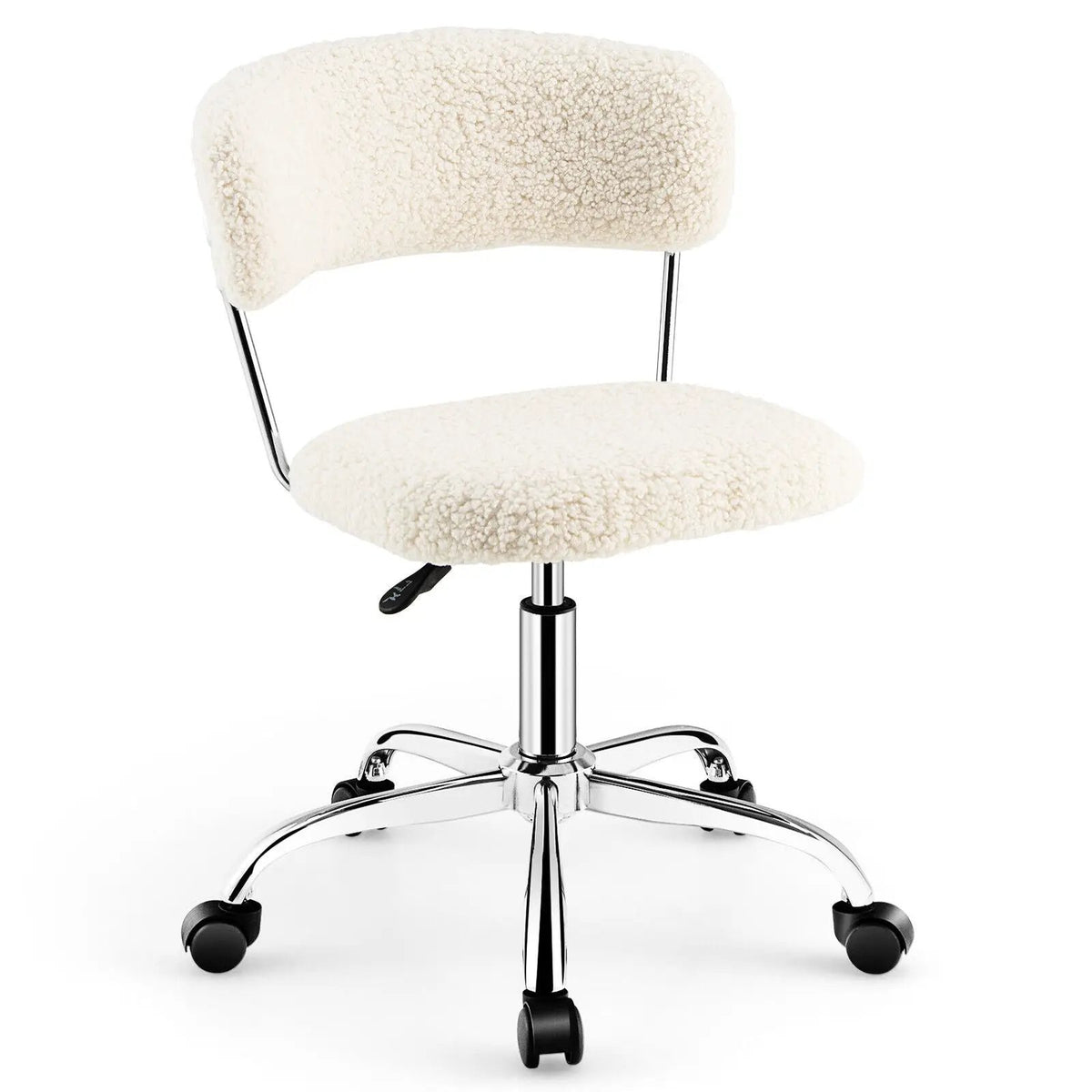 Computer Desk Chair Adjustable Sherpa Office Chair Swivel Vanity Chair, photo 3 of 9