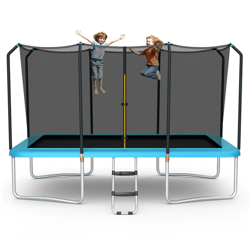 8 x 14 Feet Rectangular Recreational Trampoline with Safety Enclosure Net and Ladder by DirectDeals