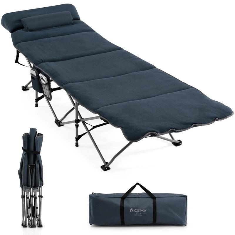 Folding Retractable Travel Camping Cot with Mattress and Carry Bag by DirectDeals