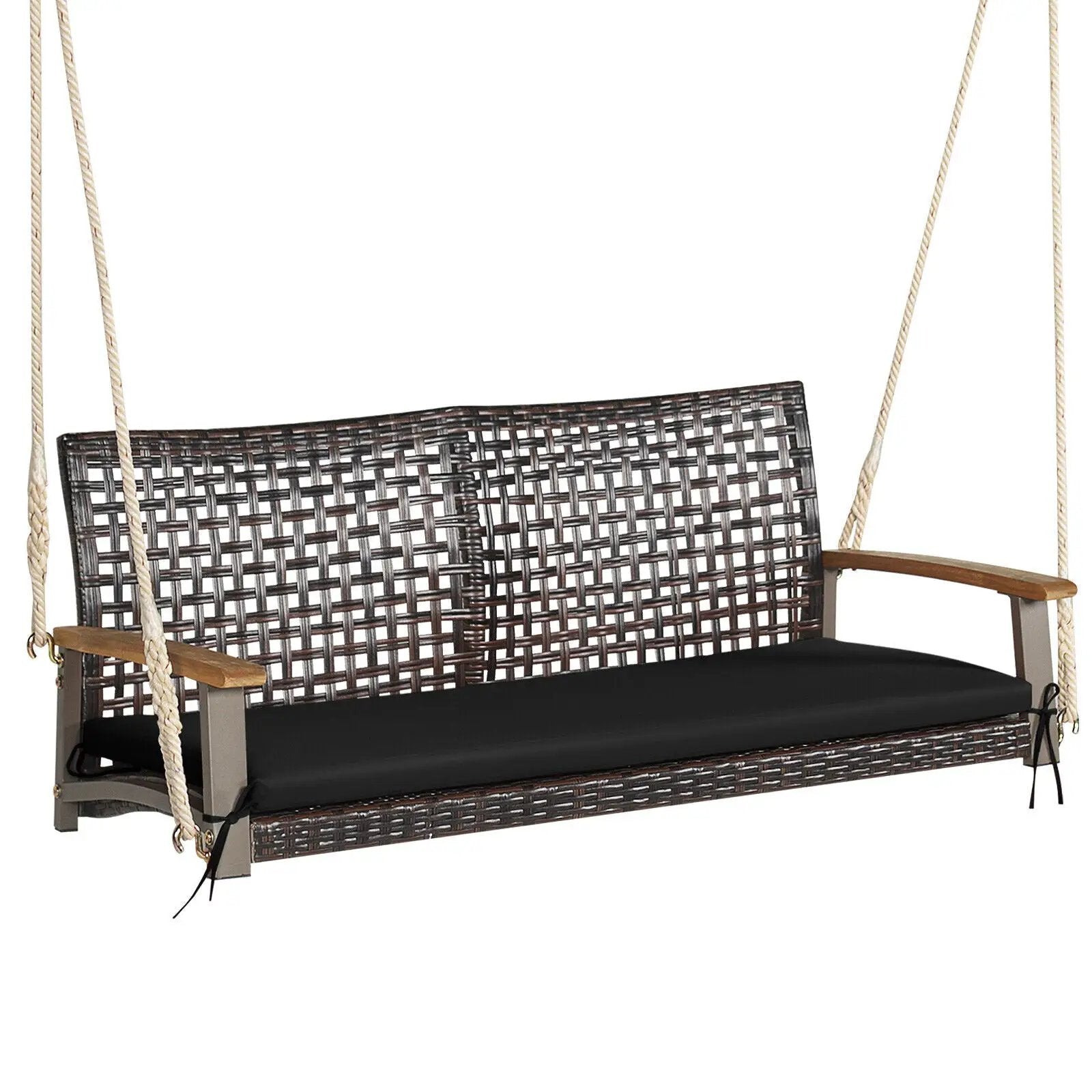 2-Person Rattan Hanging Porch Swing Chair by DirectDeals