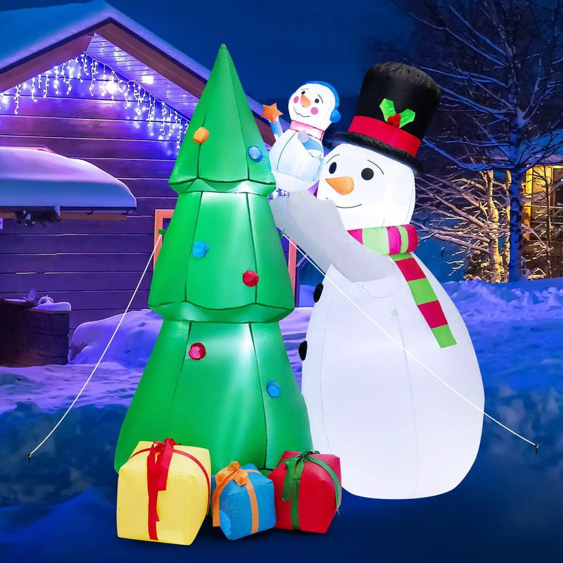 6 Feet Tall Inflatable Christmas Snowman and Tree Decoration Set with LED Lights by DirectDeals