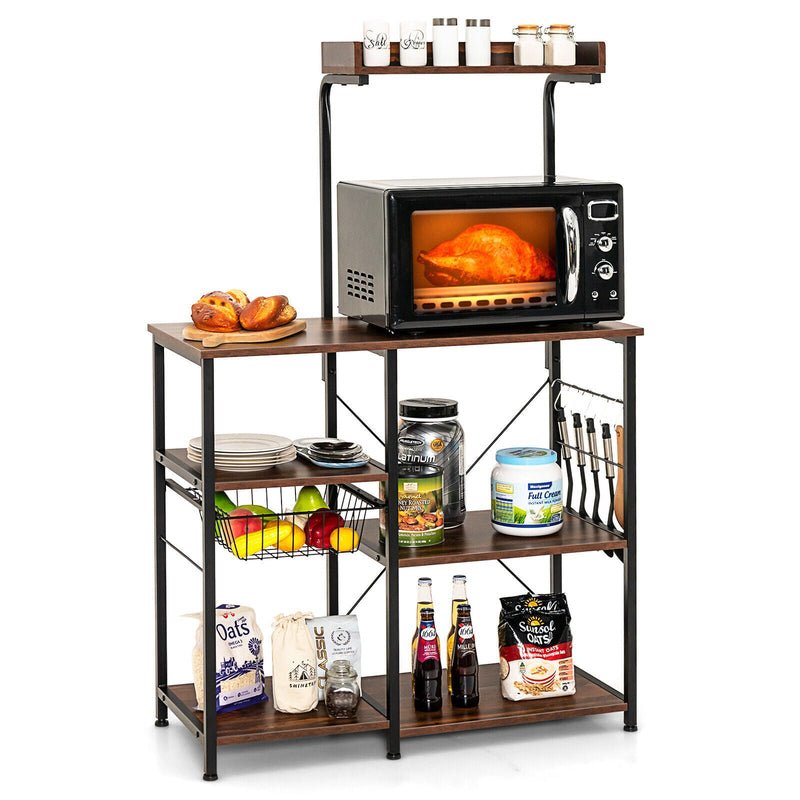 4 Tier Vintage Kitchen Baker's Rack Utility Microwave Stand-Coffee by DirectDeals