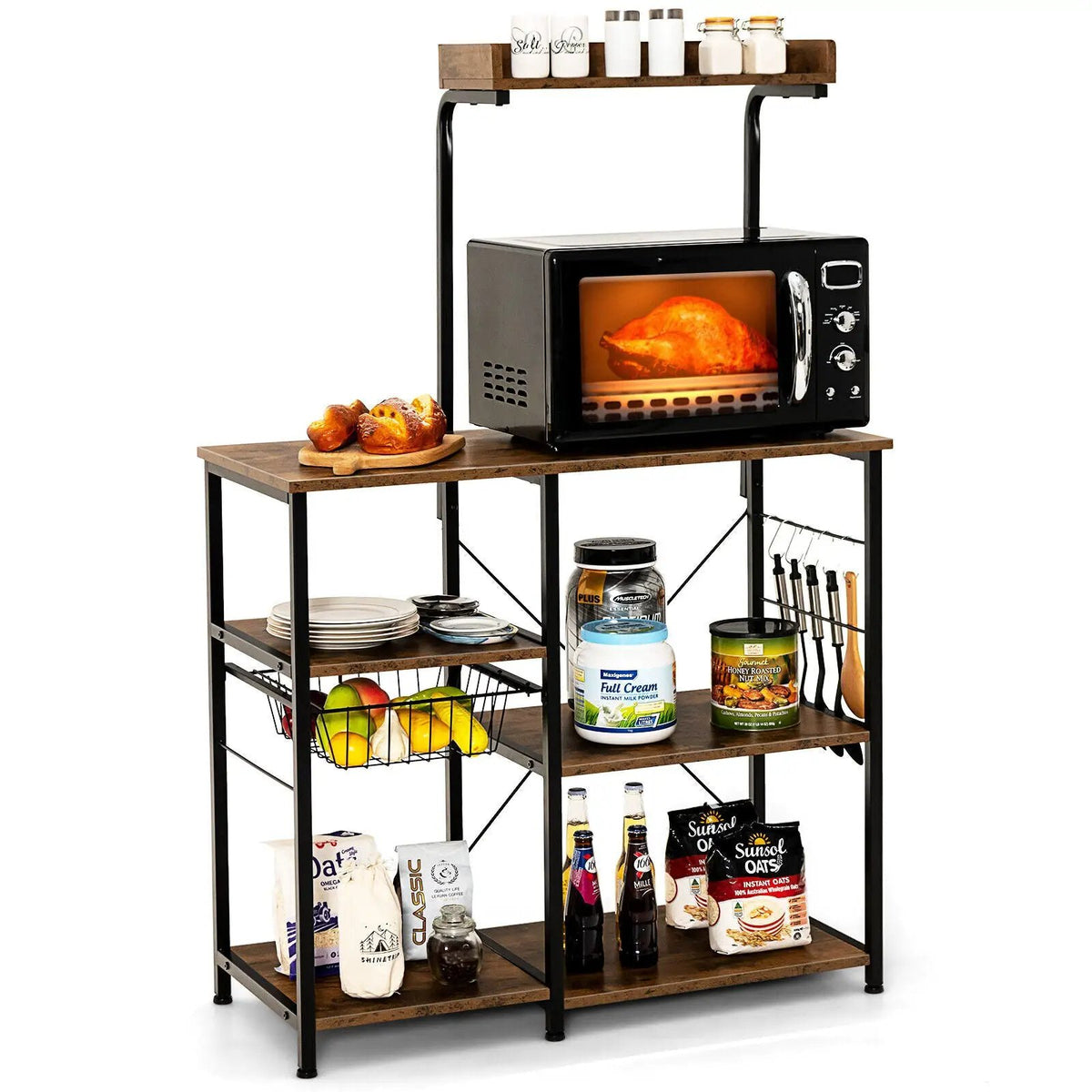 4 Tier Vintage Kitchen Baker's Rack Utility Microwave Stand-Coffee, photo 38 of 40