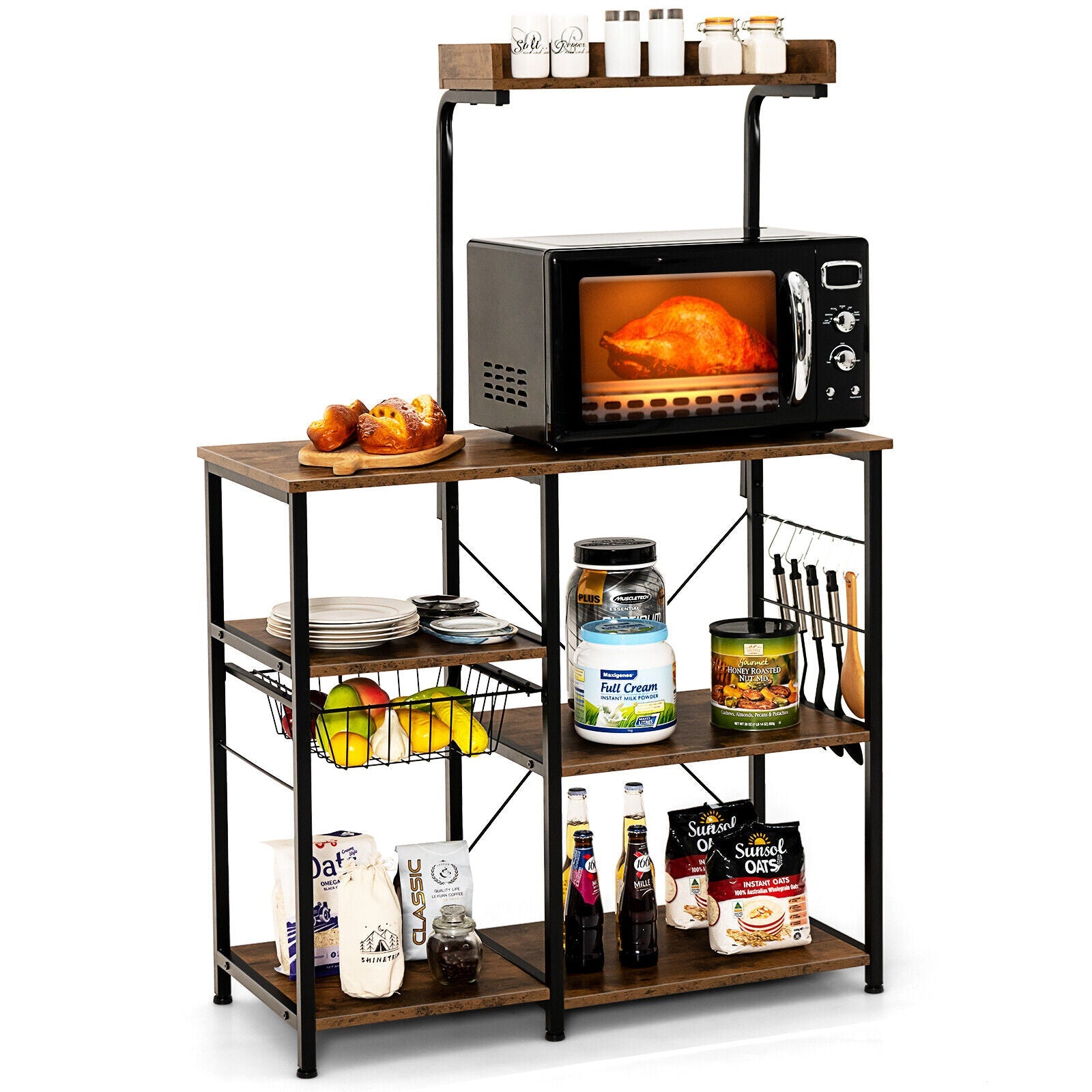 4 Tier Vintage Kitchen Baker's Rack Utility Microwave Stand-Coffee by DirectDeals