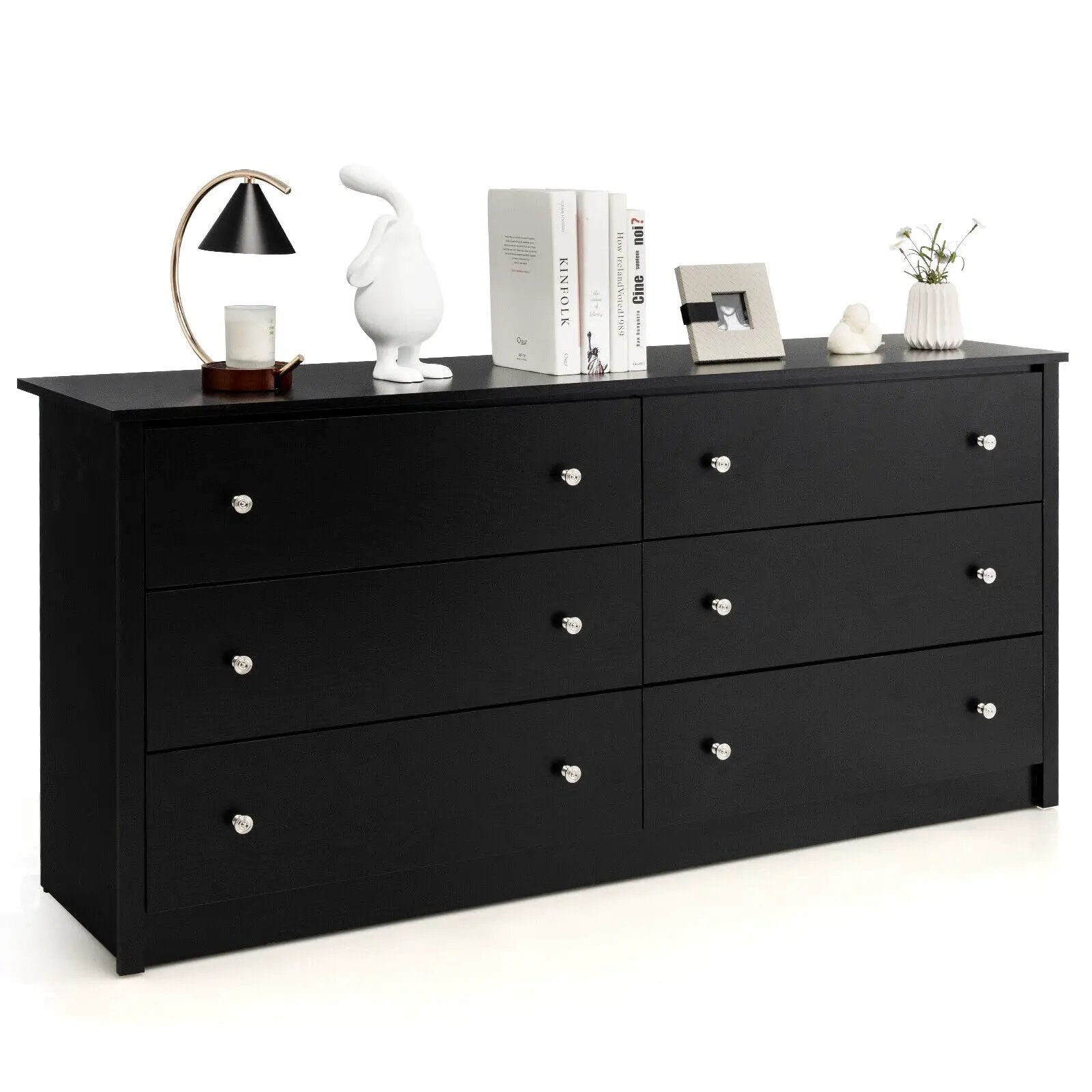Freestanding 6-Drawer Dresser with Mental Knobs for Bedroom by DirectDeals