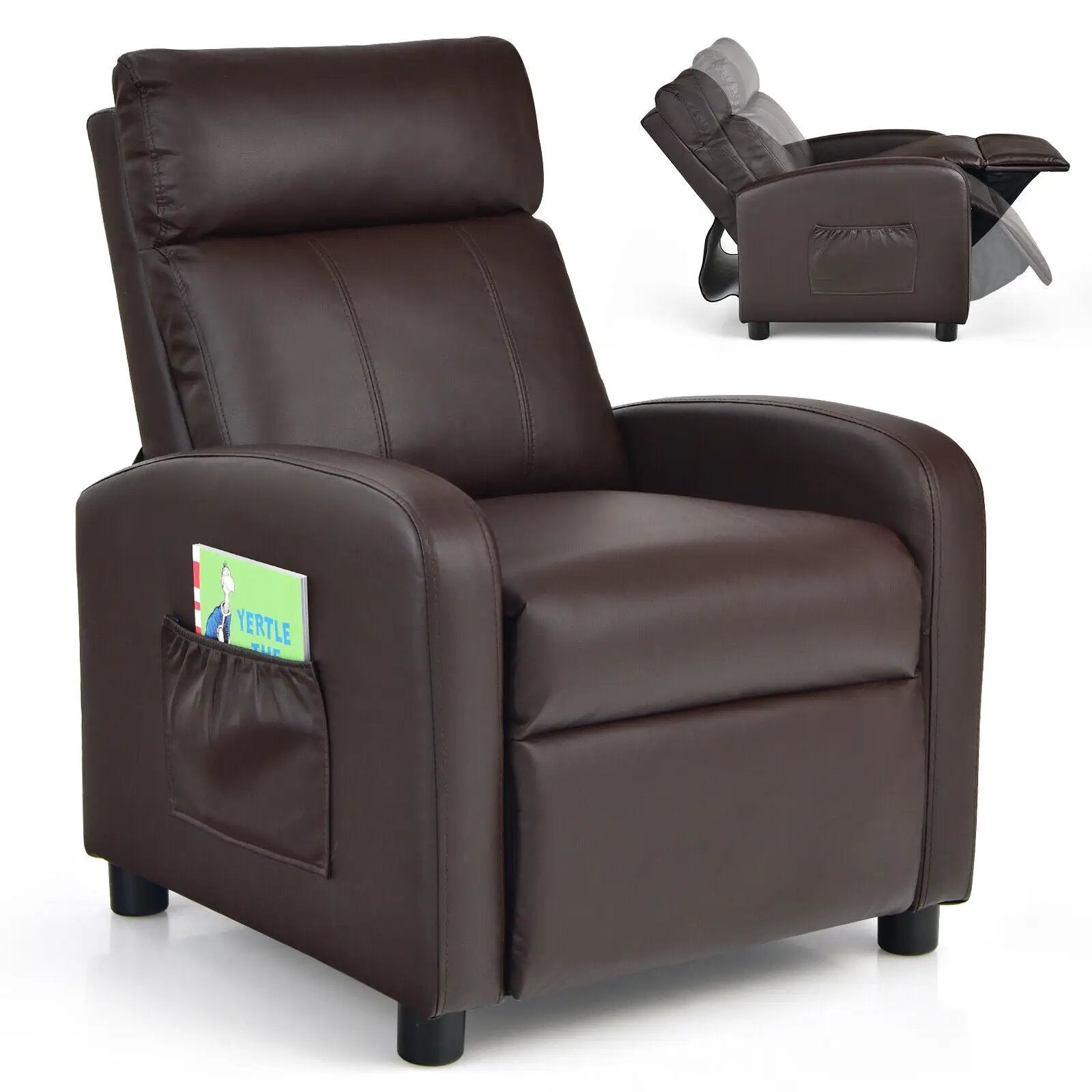 Ergonomic PU Leather Kids Recliner Lounge Sofa for 3-12 Age Group by DirectDeals