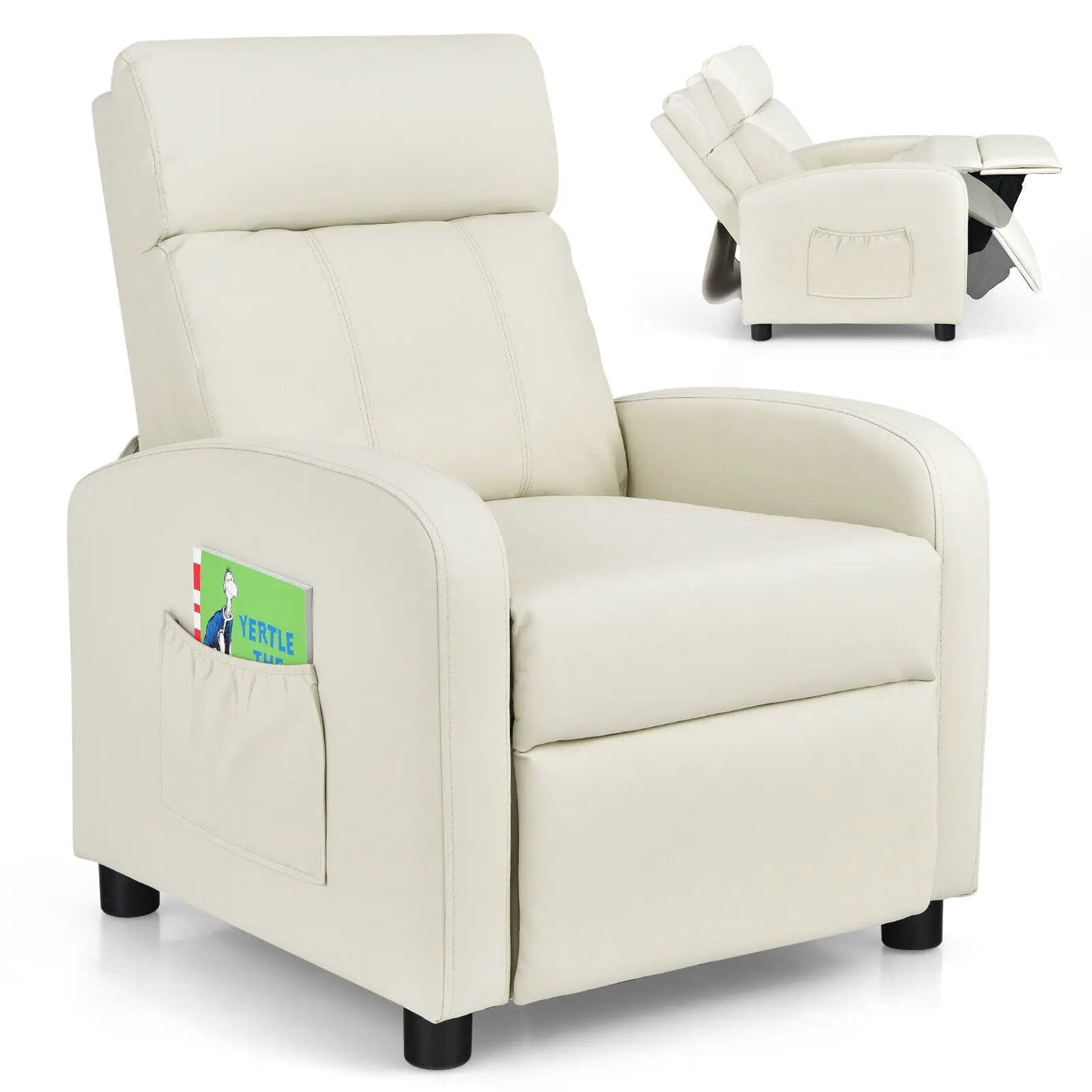 Ergonomic PU Leather Kids Recliner Lounge Sofa for 3-12 Age Group by DirectDeals