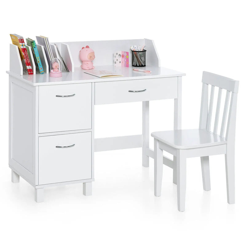 Kids Wooden Writing Furniture Set with Drawer and Storage Cabinet by DirectDeals