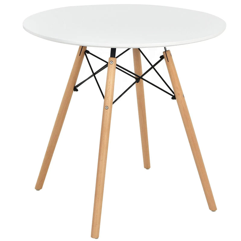 Round Modern Dining Table with Solid Wooden Leg-White by DirectDeals