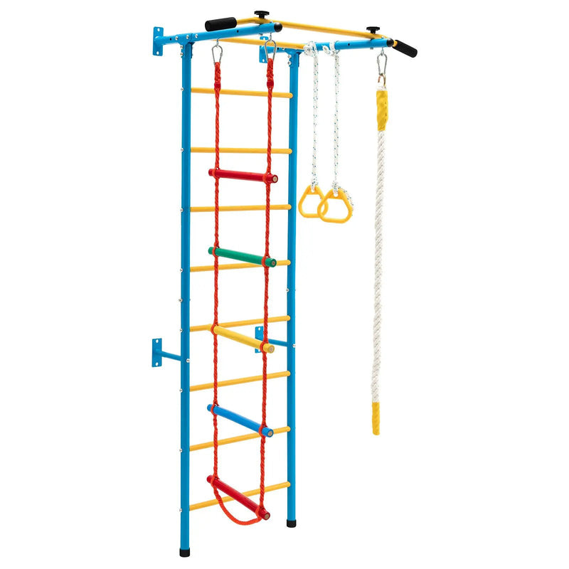 7 In 1 Kids Indoor Gym Playground Swedish Wall Ladder for Solid Wall-Yellow by DirectDeals
