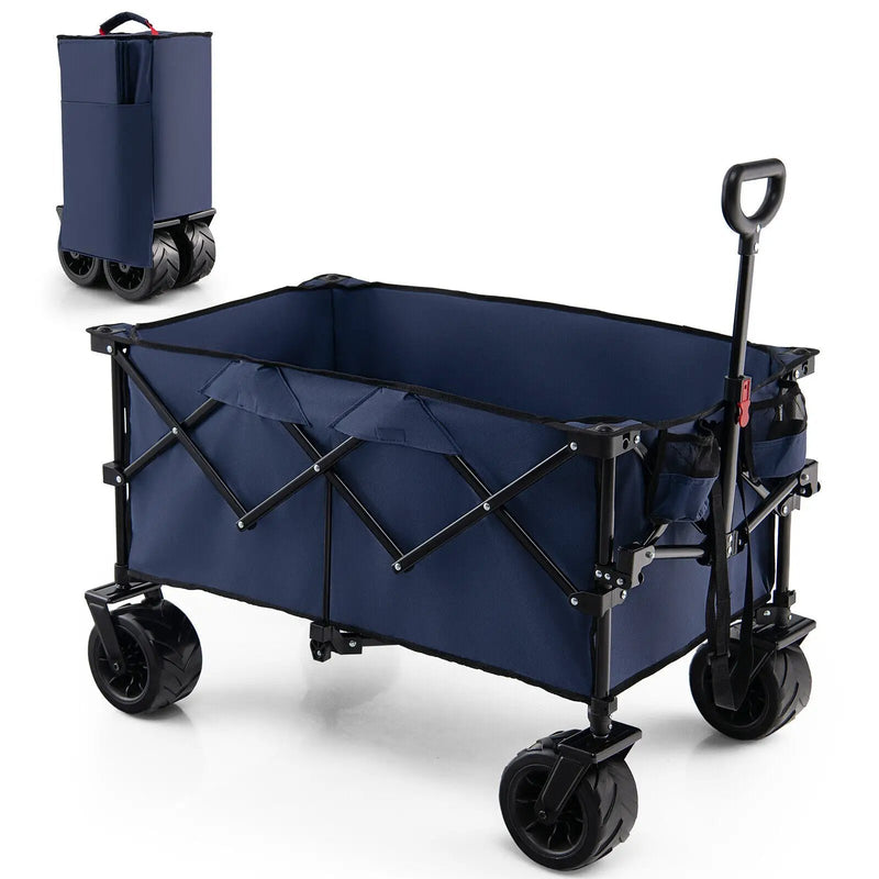 Folding Utility Garden Cart with Wide Wheels and Adjustable Handle by DirectDeals