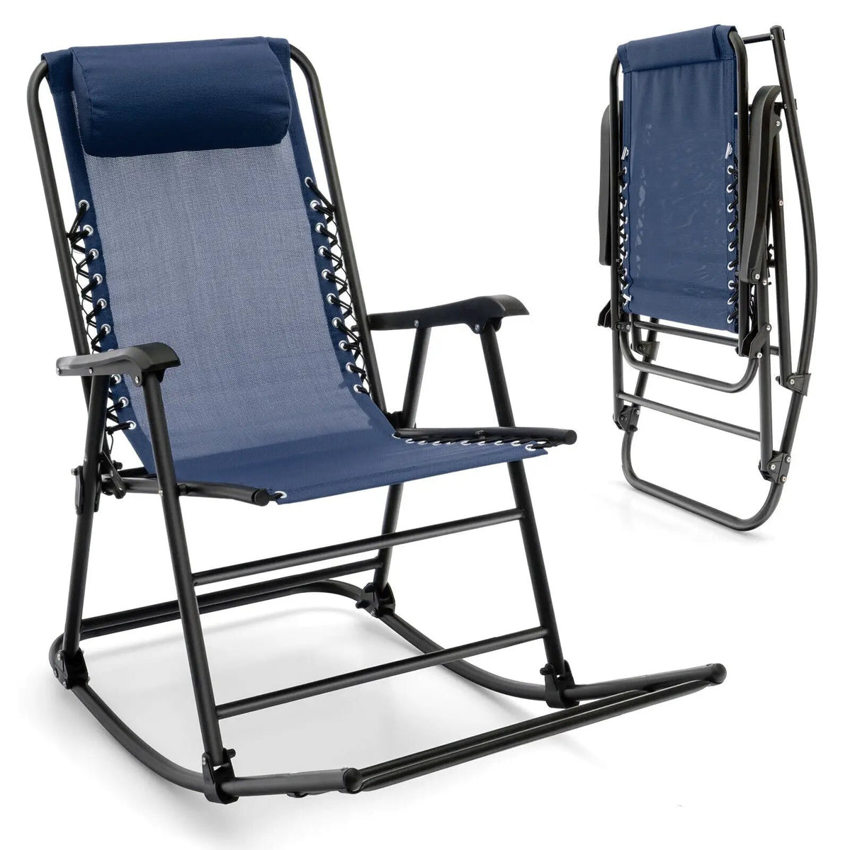 Outdoor Patio Camping Lightweight Folding Rocking Chair with Footrest, photo 14 of 40