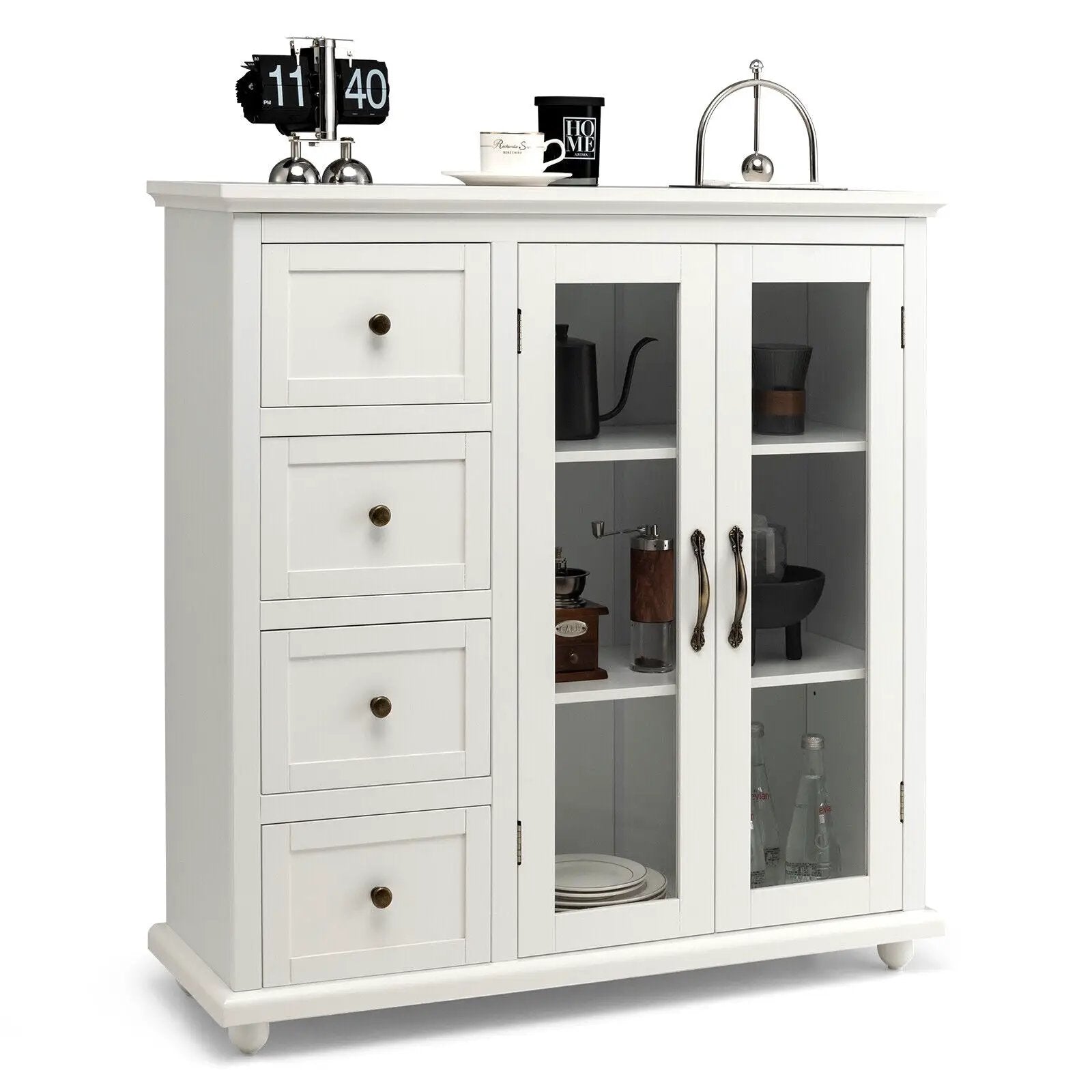 Buffet Sideboard Table Kitchen Storage Cabinet with Drawers and Doors by DirectDeals