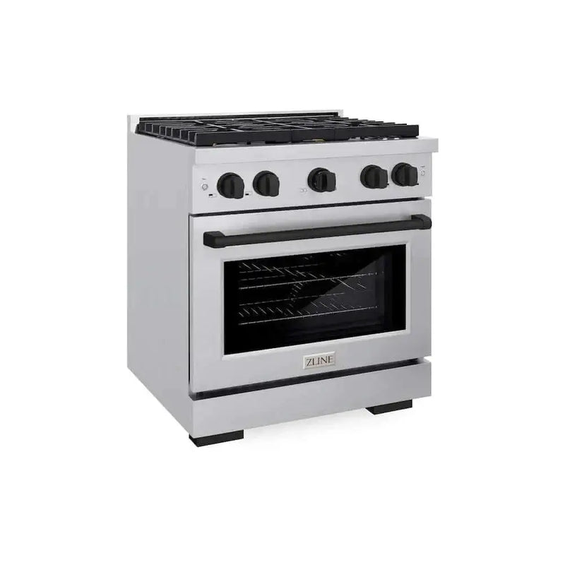 ZLINE 30"Gas Range, Convection Oven Stainless Steel, Matte Black, SGRZ-30-MB by Farmhouse Kitchen and Bath
