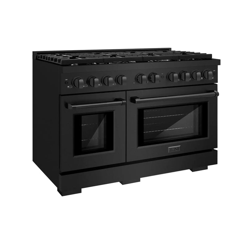 ZLINE 48"Paramount Dual Fuel Range Black Stainless Steel, SDRB-48 by Farmhouse Kitchen and Bath