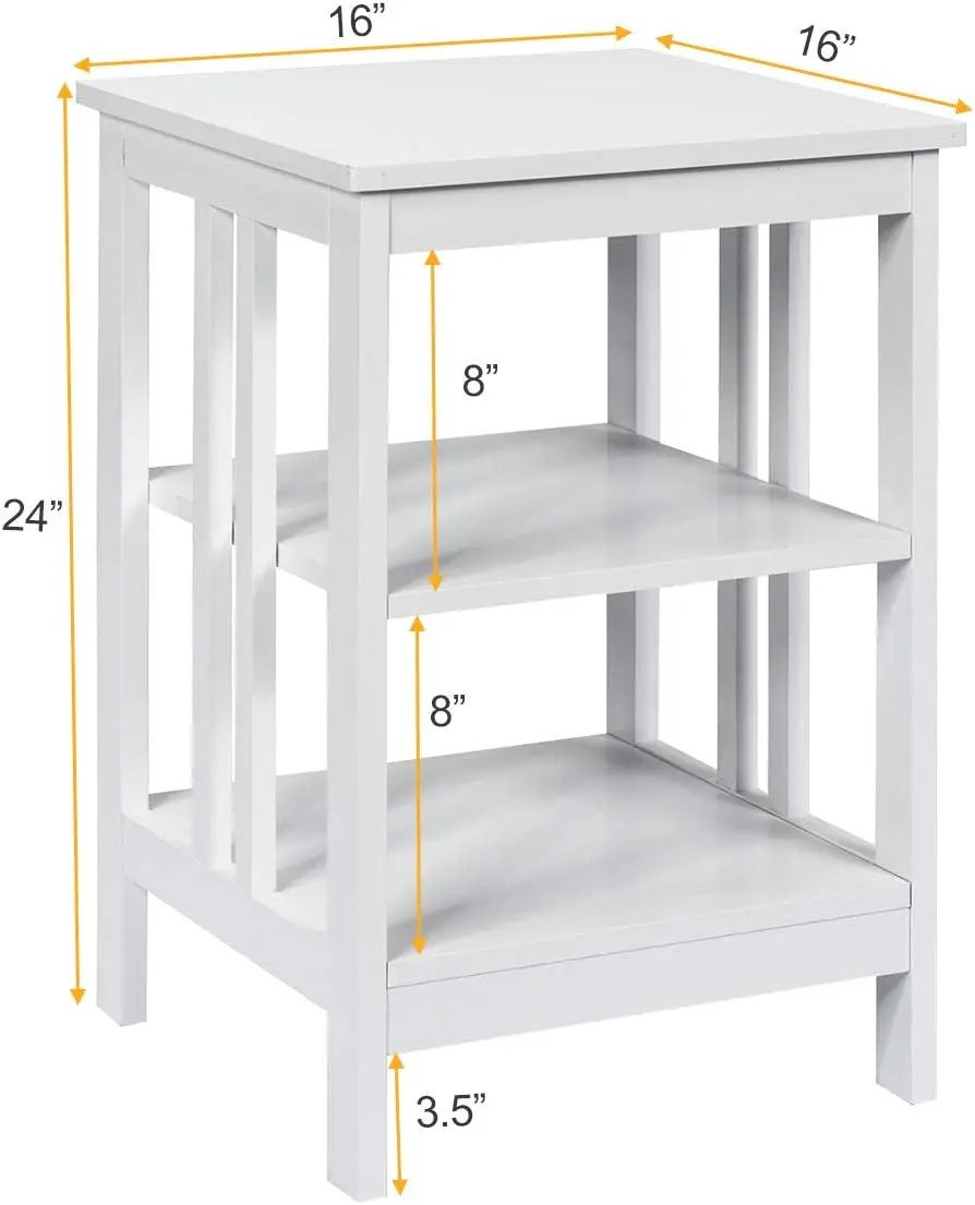 3-Tier Nightstand Sofa Side Table with Baffles and Round Corners by DirectDeals