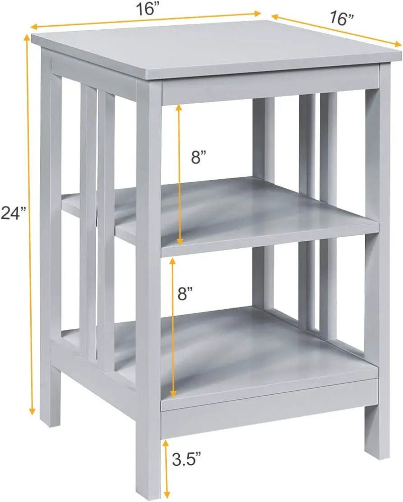 3-Tier Nightstand Sofa Side Table with Baffles and Round Corners by DirectDeals