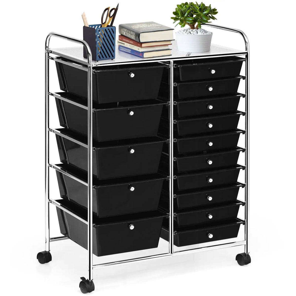 15-Drawer Utility Rolling Cart with Drawers Multi-Use Storage-Icecream Multicolor, photo 4 of 21