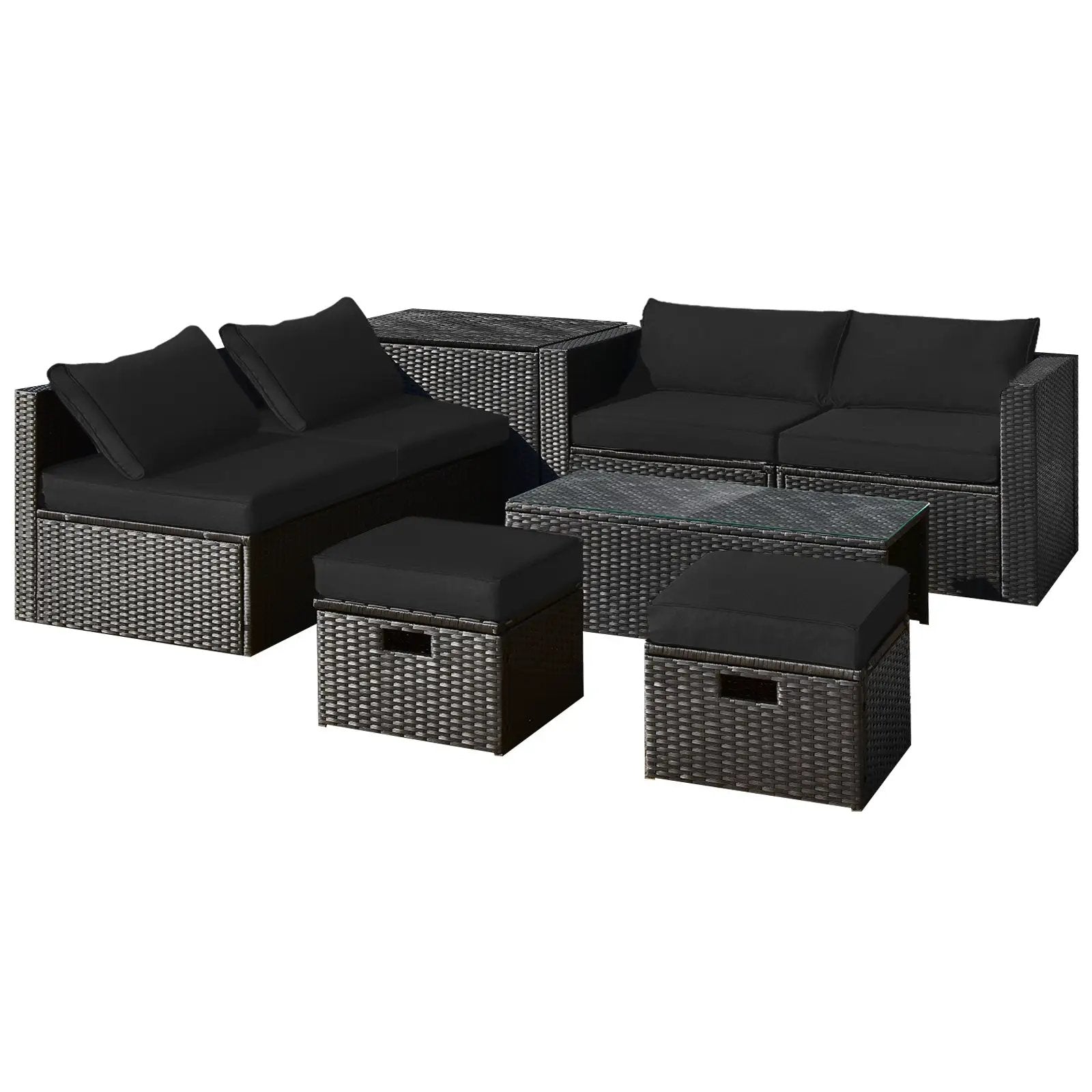 8 Pieces Patio Rattan Storage Table Furniture Set by DirectDeals