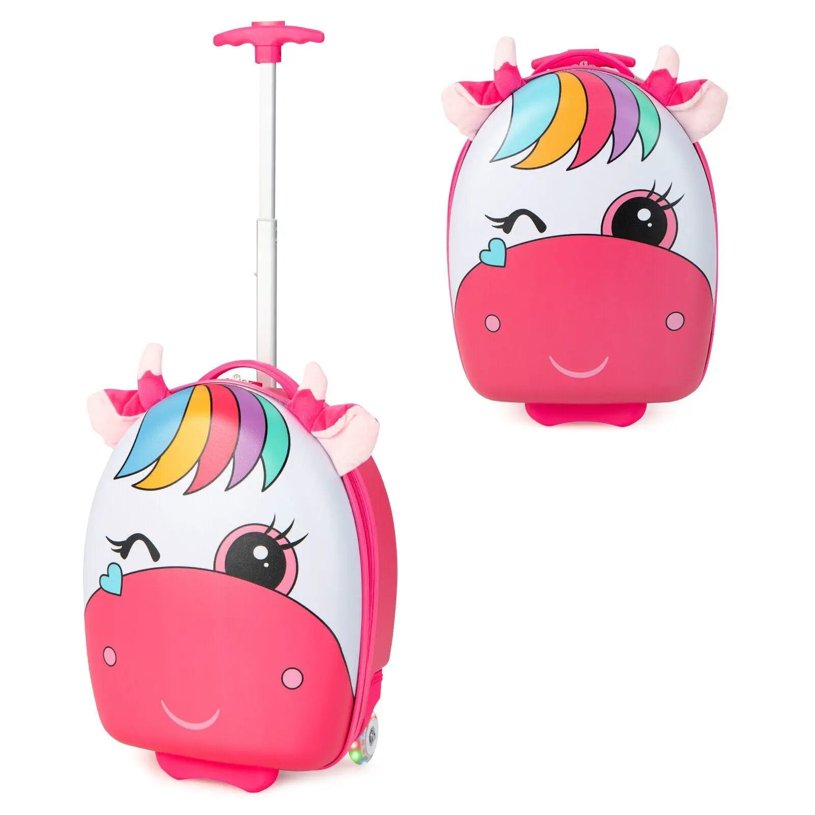 16 Inch Kids Rolling Luggage with 2 Flashing Wheels and Telescoping Handle by DirectDeals