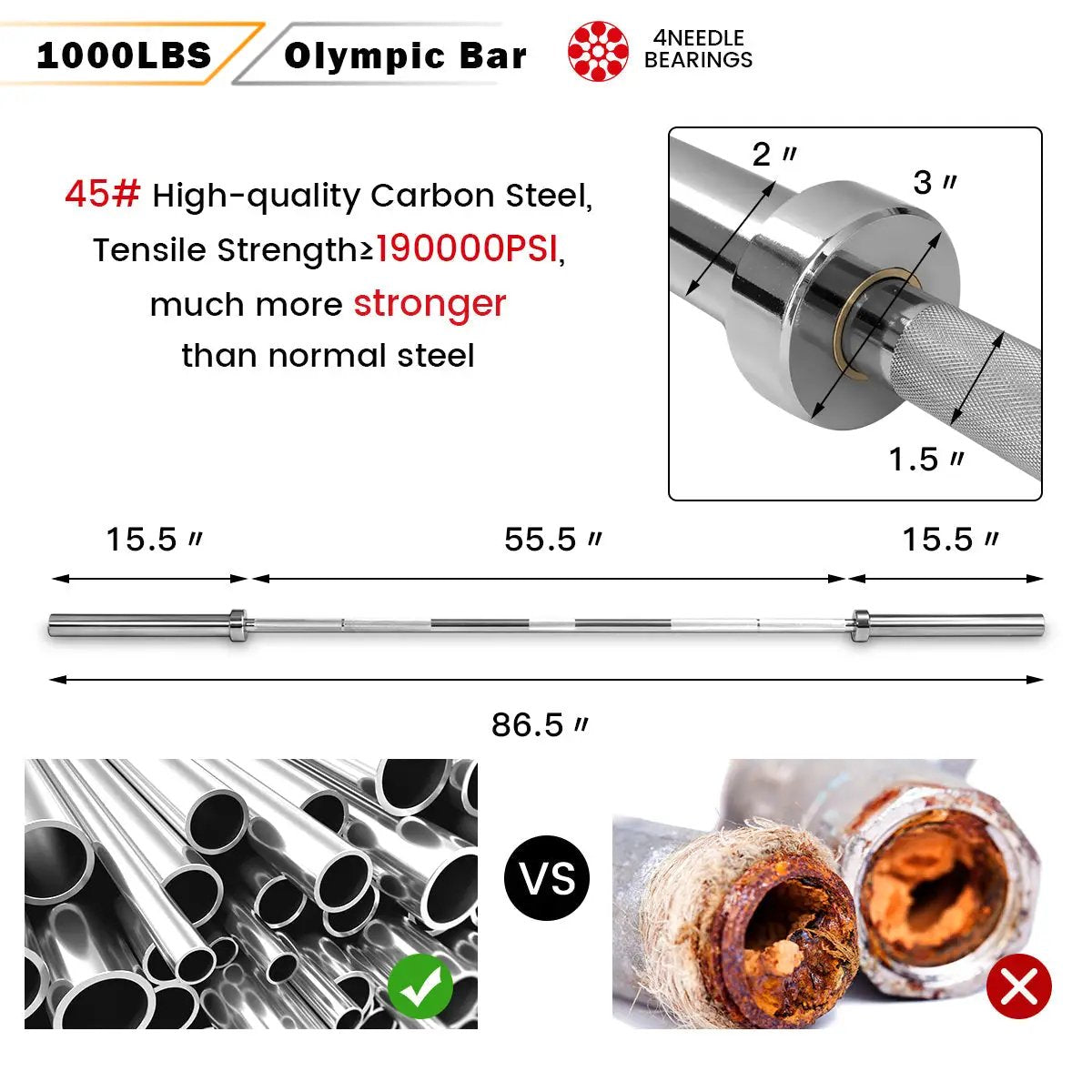 1000 lbs Weight Lifting Barbell by DirectDeals