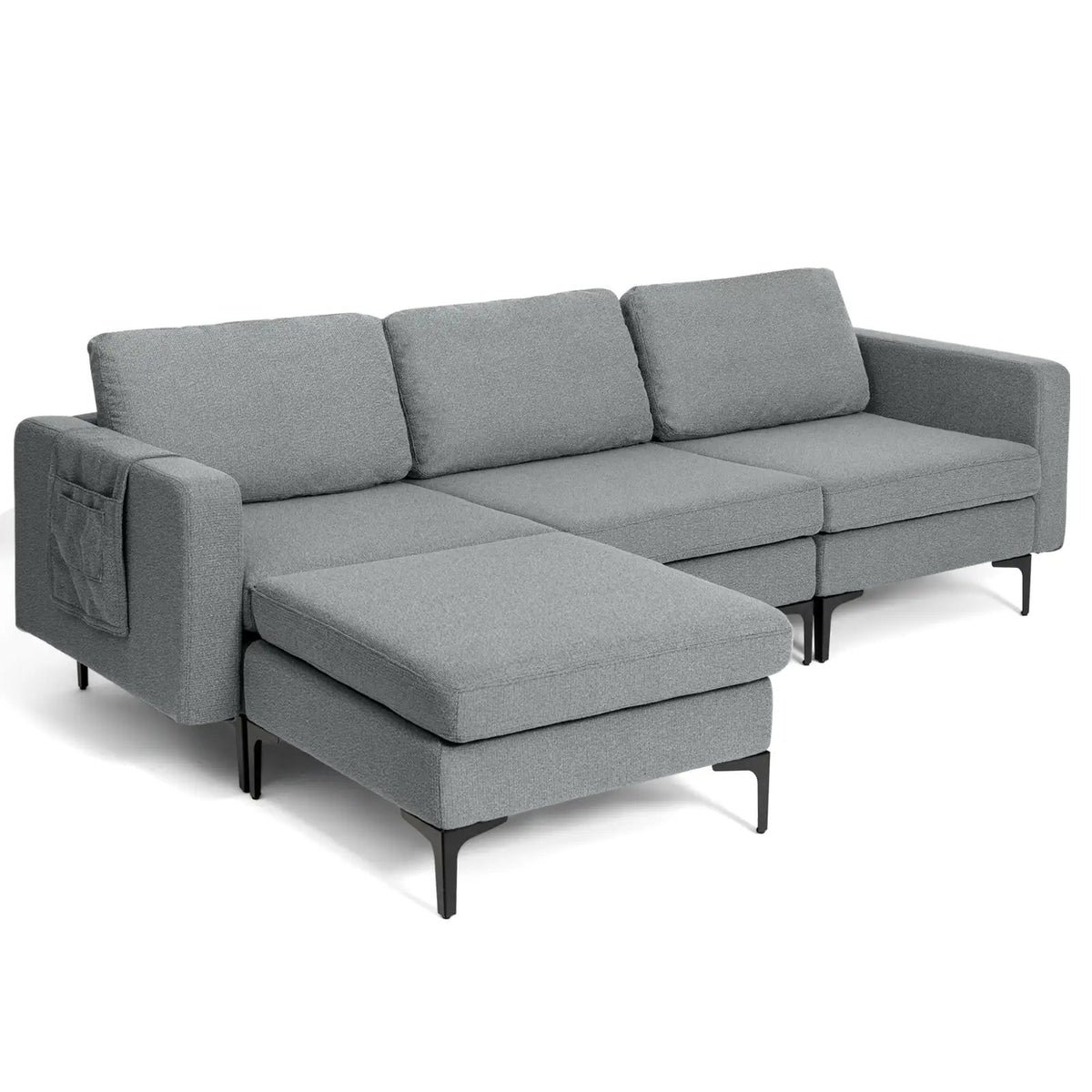 Modular 3-Seat L-shaped Sectional Sofa with Reversible Chaise and 2 USB Ports-Green, photo 9 of 12