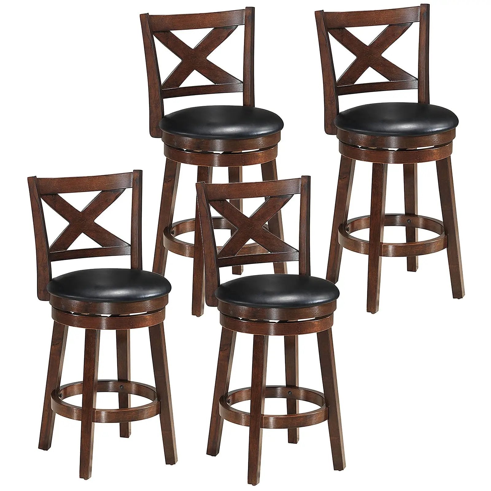 Swivel X-back Upholstered Counter Height Bar Stool with PVC Cushioned Seat by DirectDeals