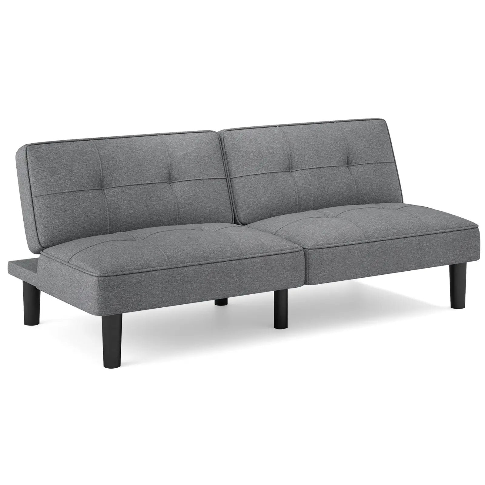 Convertible Folding Futon Sofa Bed with 6-Position Adjustable Backrest-Gray by DirectDeals
